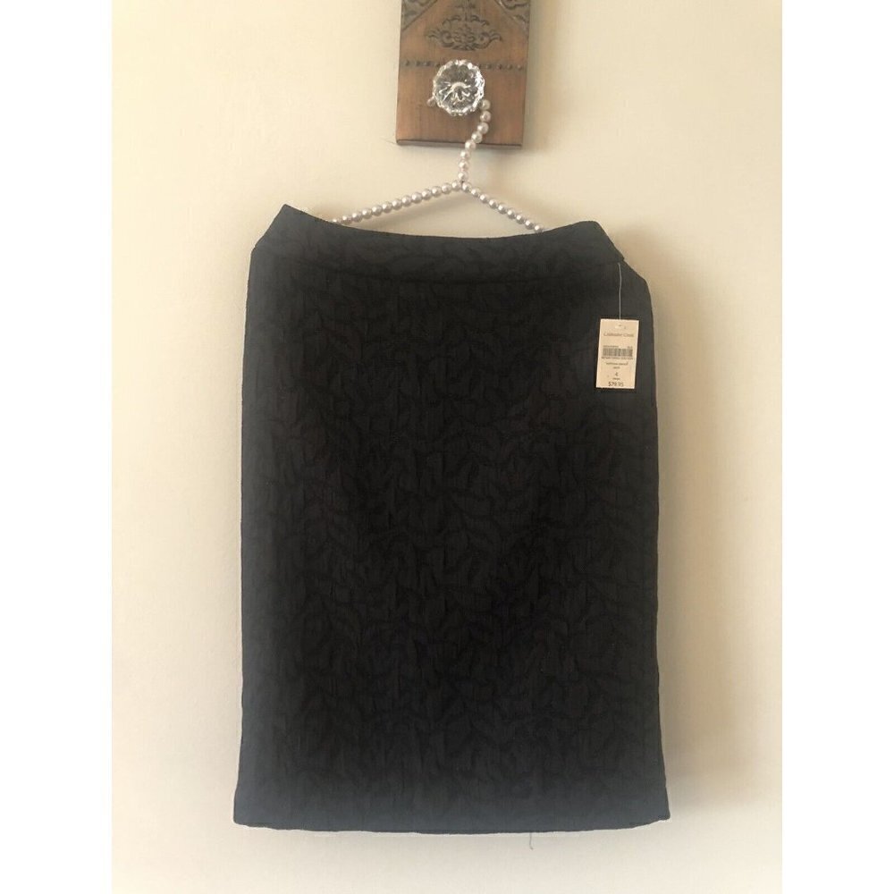 NWT Coldwater Creek Size 4 Black Textured Sparkly Pencil Skirt